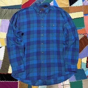 Vintage High Sierra Multi Shade Blue Plaid Pattern Button Up Long Sleeve Large
